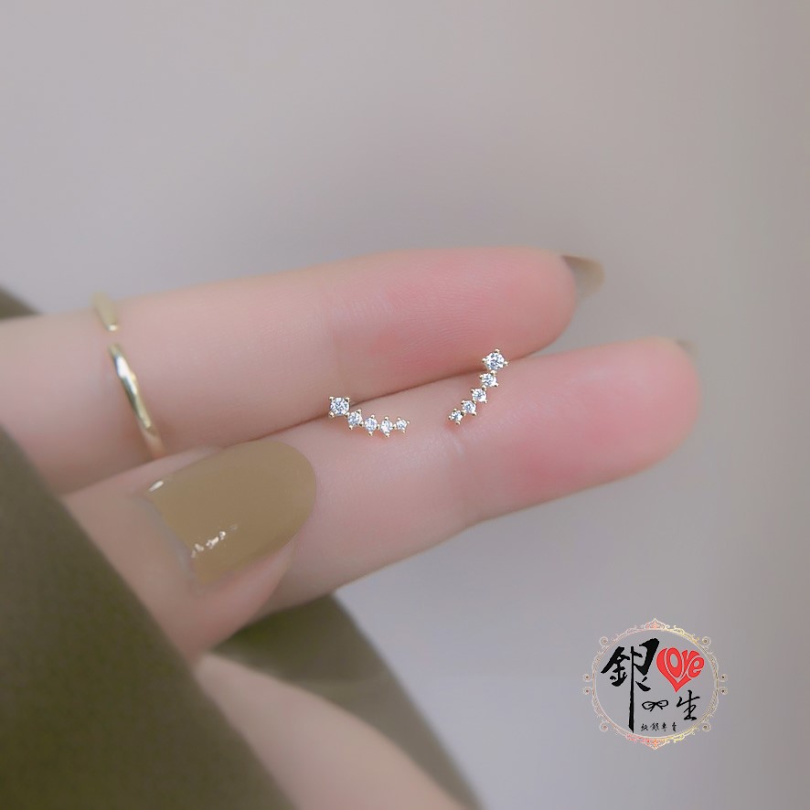 s925純銀耳釘 璀璨流星 排鑽耳環