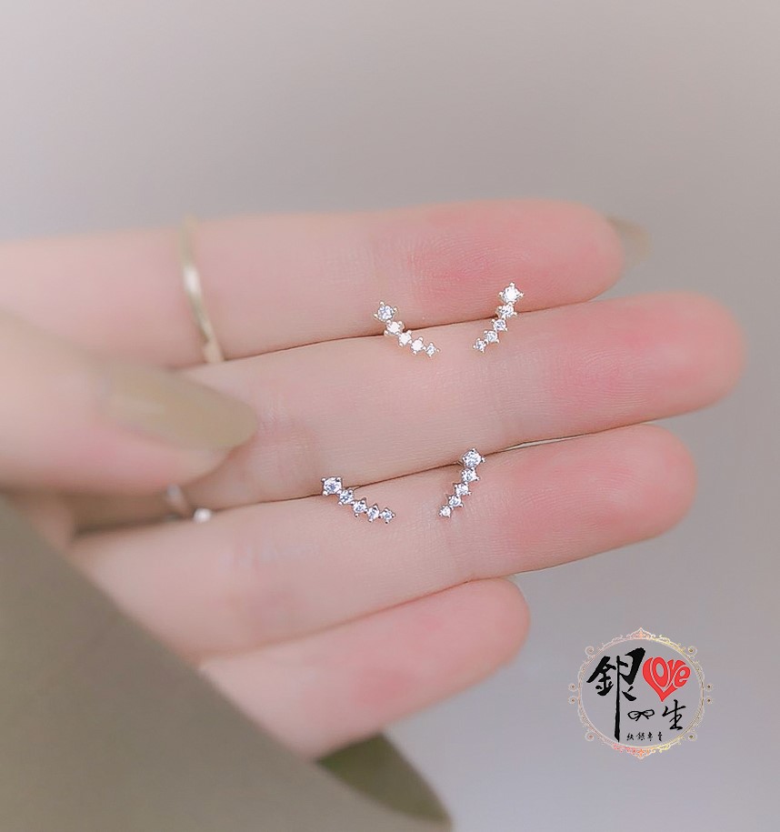 s925純銀耳釘 璀璨流星 排鑽耳環