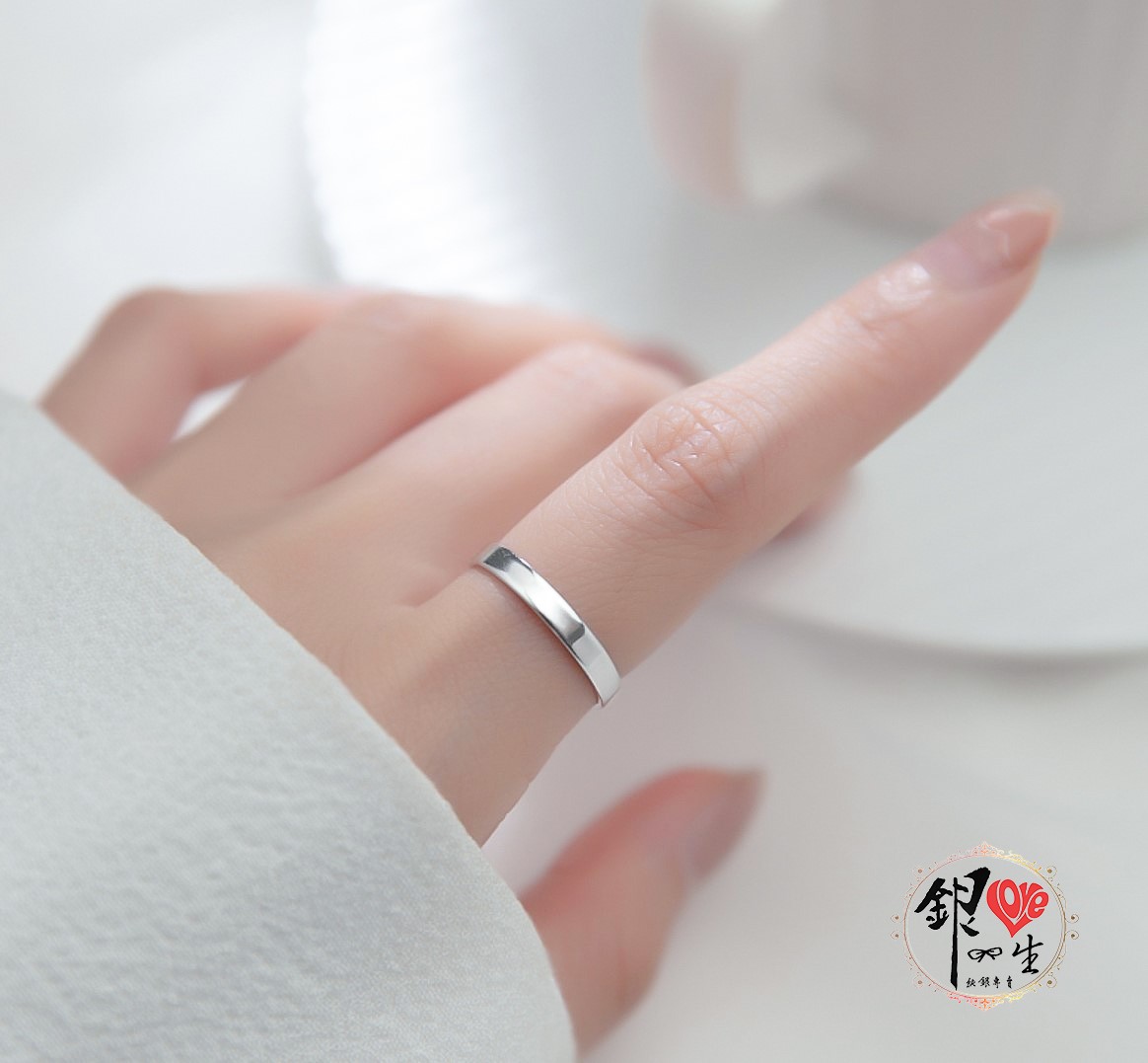  s925純銀戒指 簡約素雅亮面戒