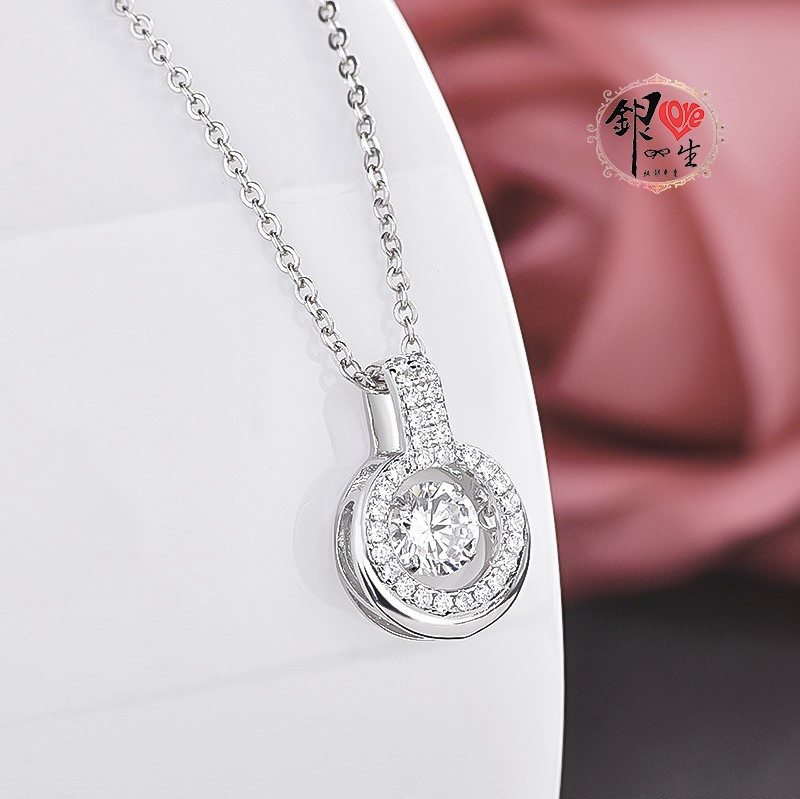 s925純銀項鍊 璀璨躍動滿鑽圓圈項鍊