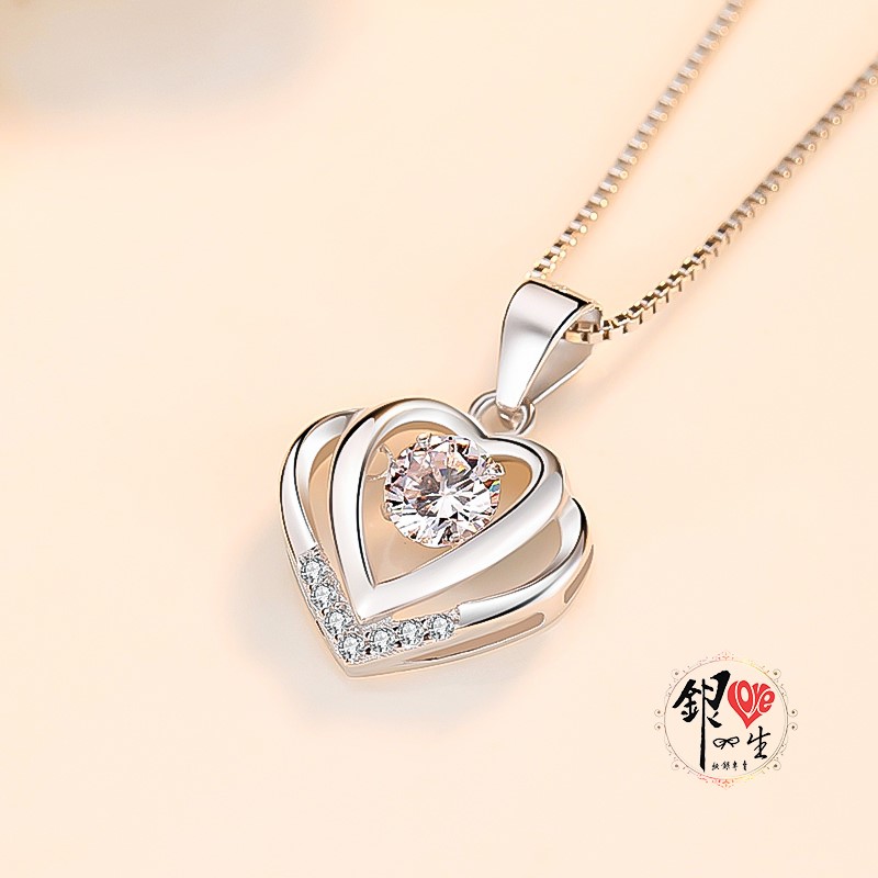 s925純銀項鍊 璀璨躍動心心相印項鍊