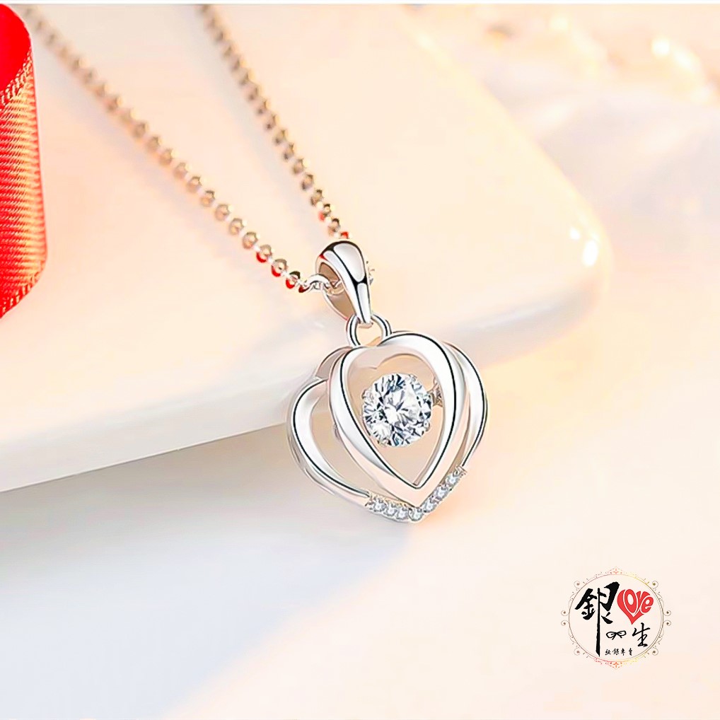 s925純銀項鍊 璀璨躍動心心相印項鍊