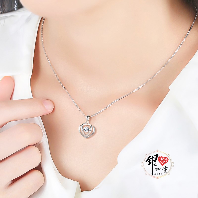 s925純銀項鍊 璀璨躍動心心相印項鍊