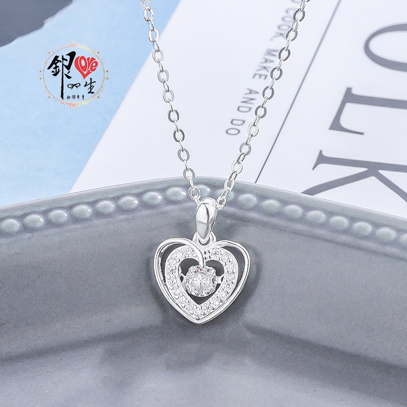 s925純銀項鍊 璀璨躍動  滿鑽愛心項鍊