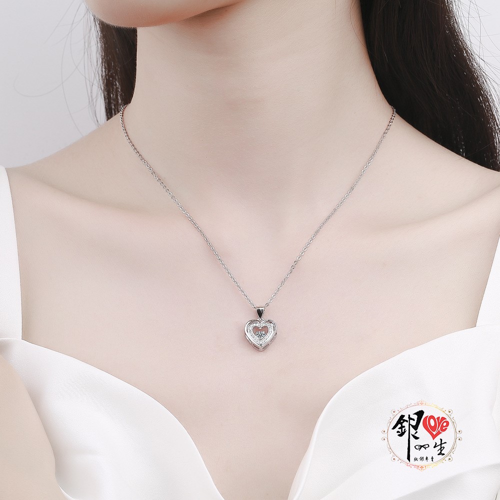 s925純銀項鍊 璀璨躍動  滿鑽愛心項鍊