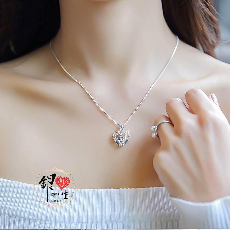 s925純銀項鍊 璀璨躍動  滿鑽愛心項鍊