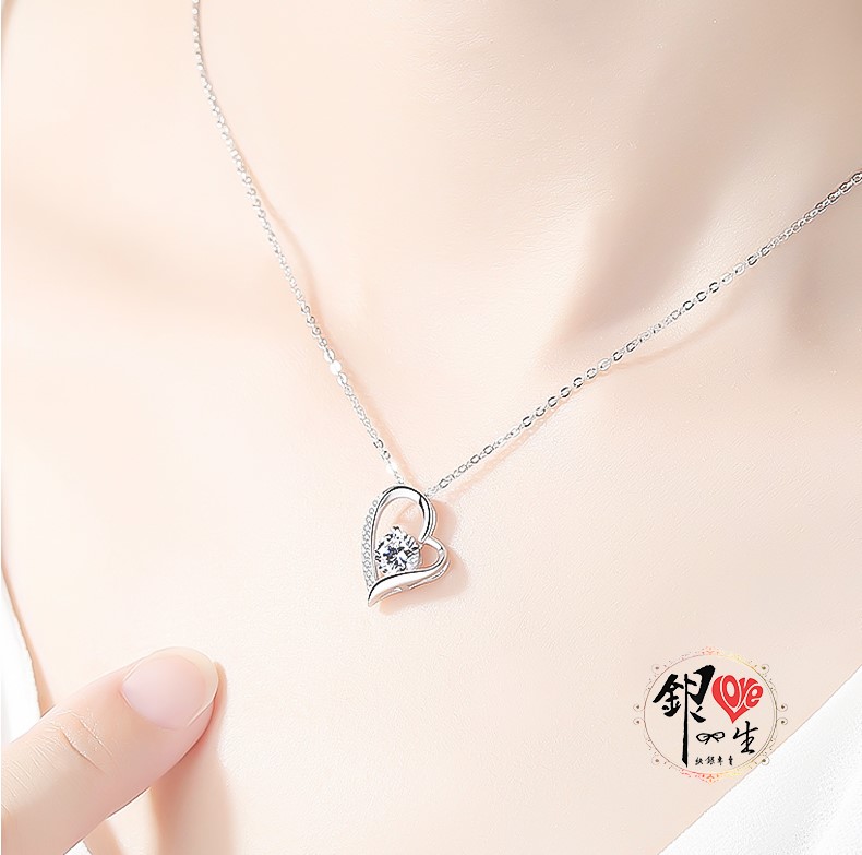s925純銀項鍊  愛心造型主鑽項鍊