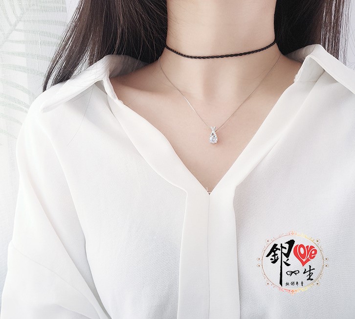 s925純銀項鍊  交織滿鑽1克拉項鍊