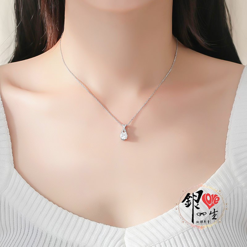 s925純銀項鍊  交織滿鑽1克拉項鍊