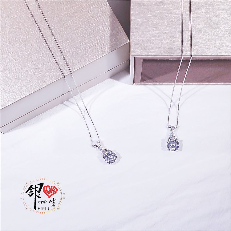 s925純銀項鍊  交織滿鑽1克拉項鍊