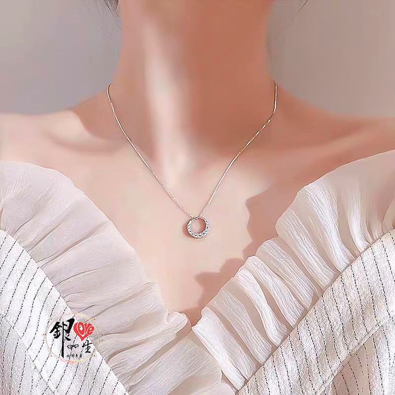 s925純銀項鍊  鑲鑽圓環項鍊