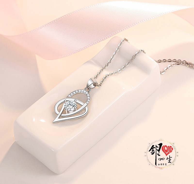 s925純銀項鍊  雙心交織項鍊