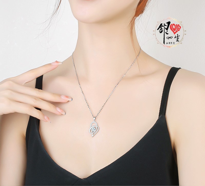 s925純銀項鍊  雙心交織項鍊