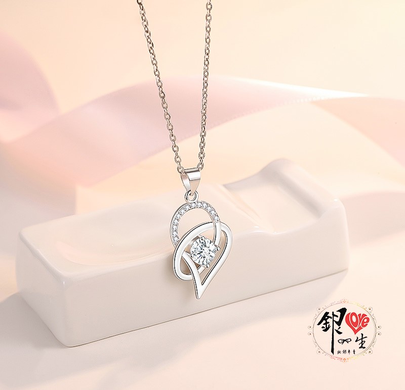 s925純銀項鍊  雙心交織項鍊