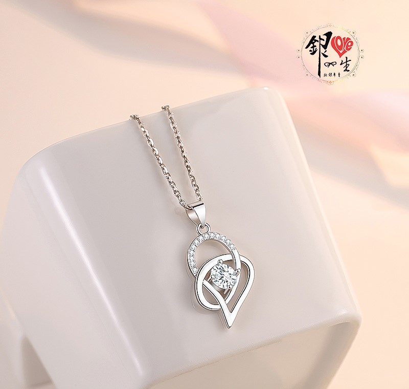 s925純銀項鍊  雙心交織項鍊