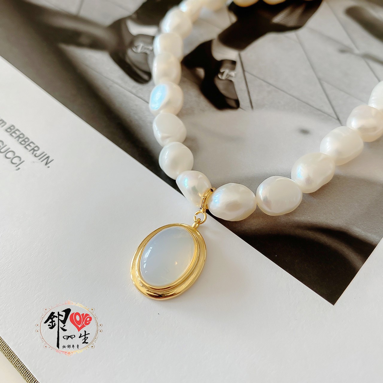 s925純銀項鍊  巴洛克珍珠月光石項鍊