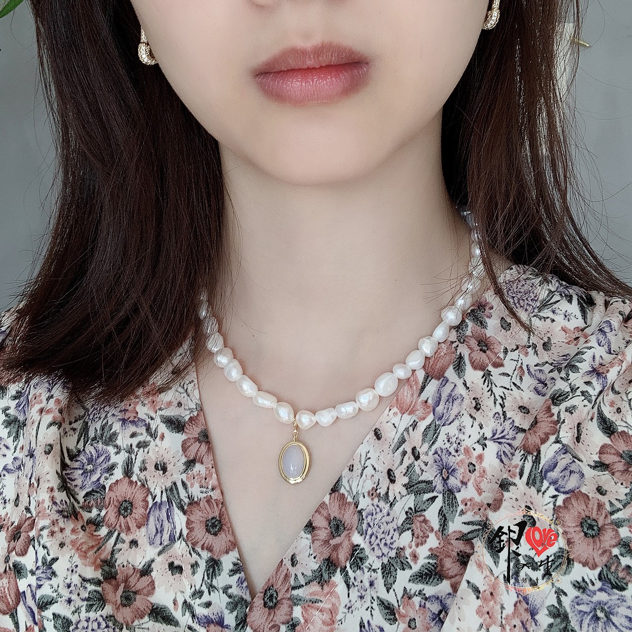 s925純銀項鍊  巴洛克珍珠月光石項鍊