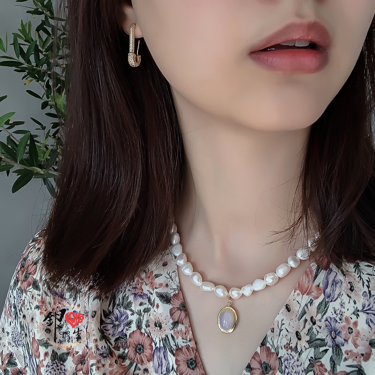 s925純銀項鍊  巴洛克珍珠月光石項鍊