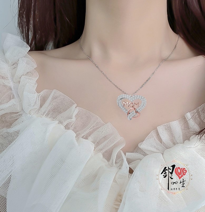 s925純銀項鍊  原創MOM心心相印項鍊