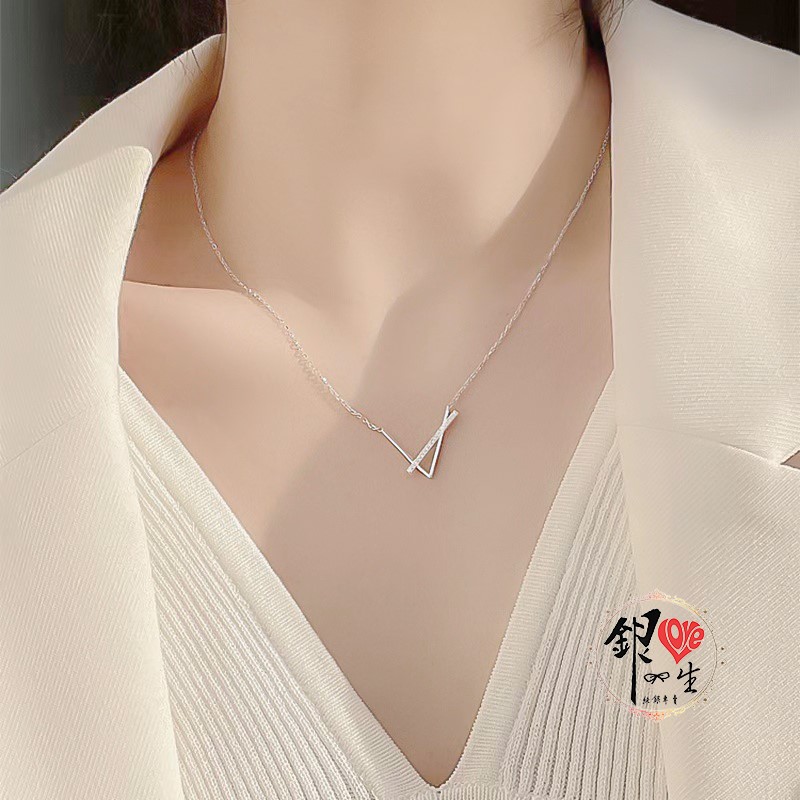 s925純銀項鍊  V造型鎖骨鍊