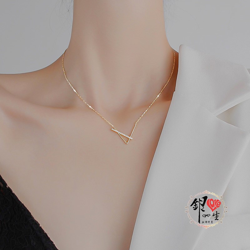 s925純銀項鍊  V造型鎖骨鍊