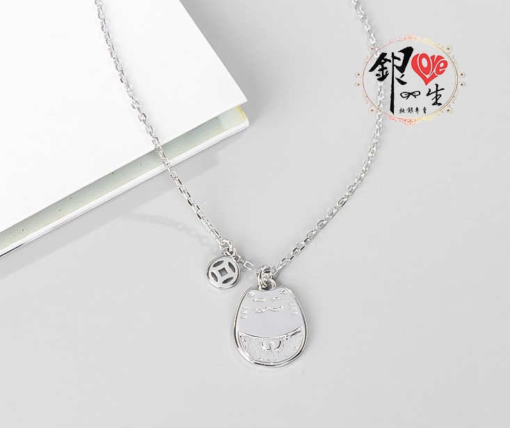 s925純銀項鍊  可愛招財貓項鍊