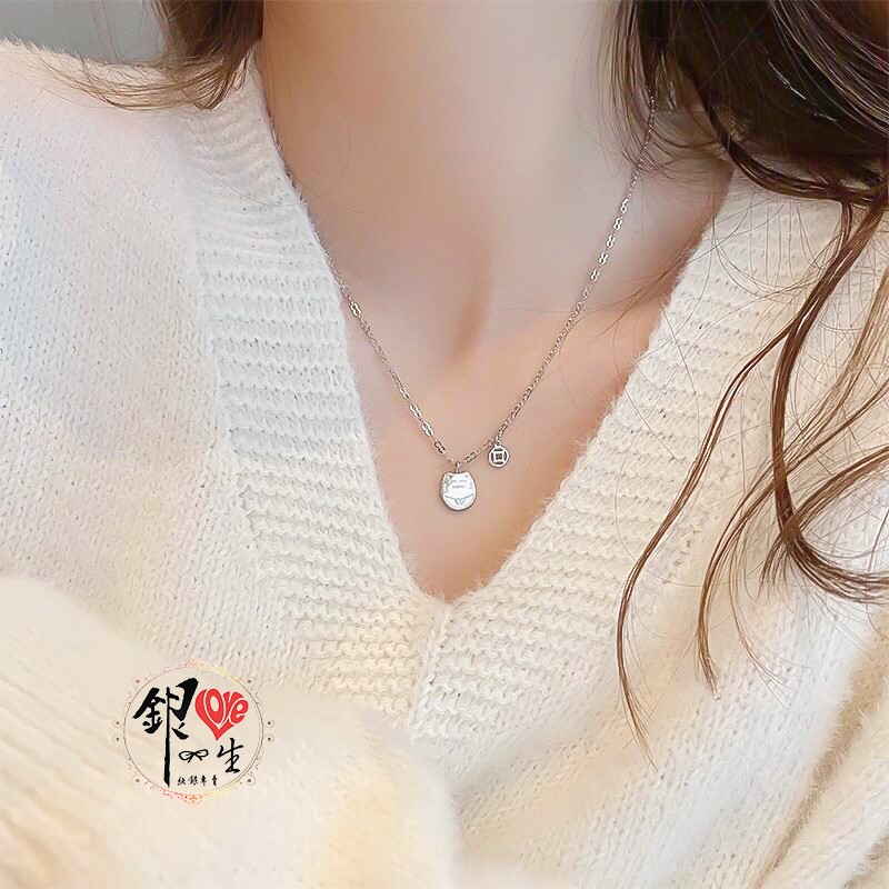 s925純銀項鍊  可愛招財貓項鍊