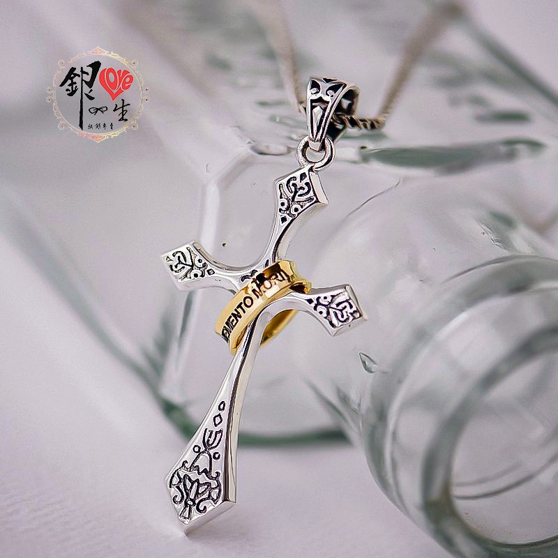 s925純銀項鍊  個性圓環十字架 項鍊