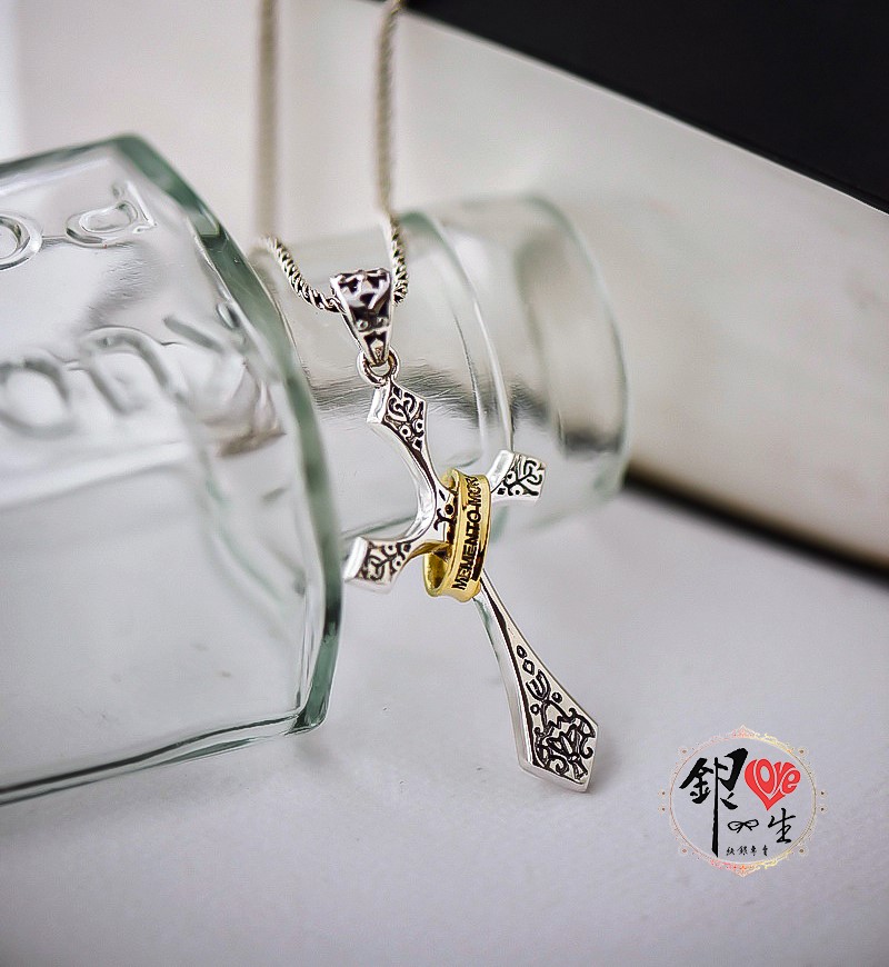 s925純銀項鍊  個性圓環十字架 項鍊