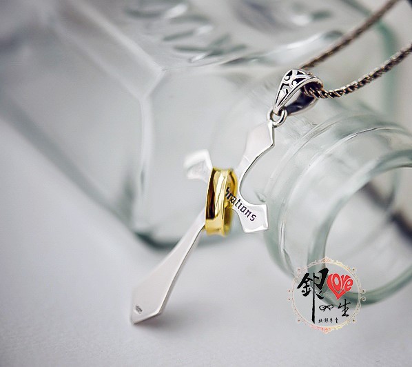 s925純銀項鍊  個性圓環十字架 項鍊