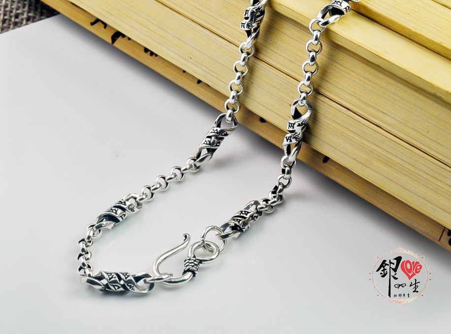 s925純銀項鍊  轉經筒－六字箴言 旋轉造型項鍊