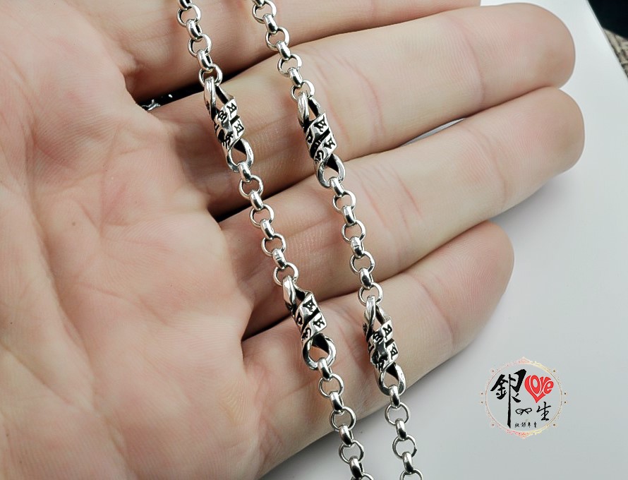 s925純銀項鍊  轉經筒－六字箴言 旋轉造型項鍊