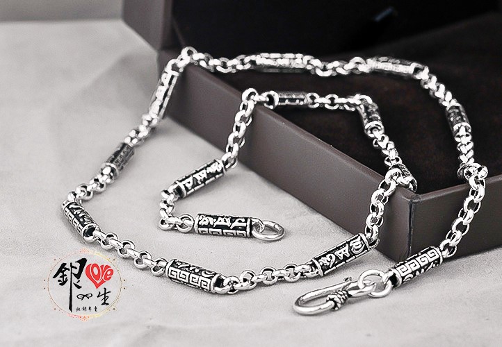 s925純銀項鍊  轉經筒－六字箴言  項鍊 