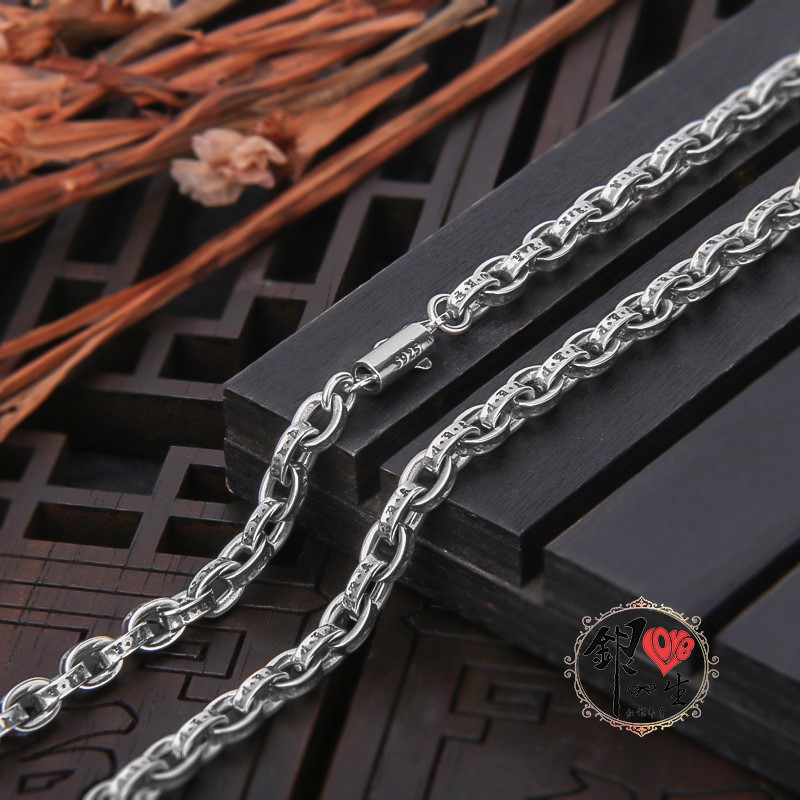 s925純銀項鍊  復古六字箴言 個性項鍊