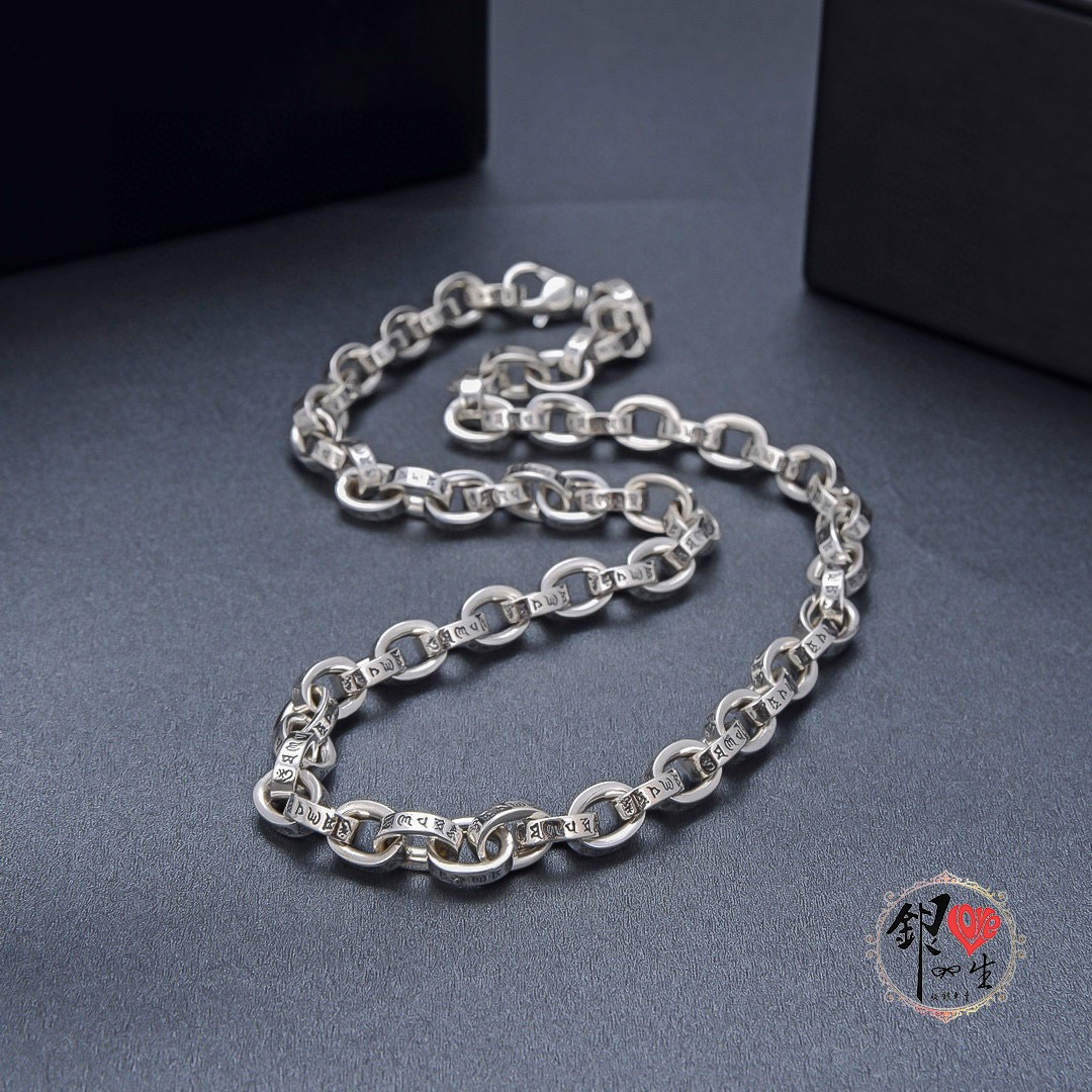 s925純銀項鍊  復古六字箴言 個性項鍊