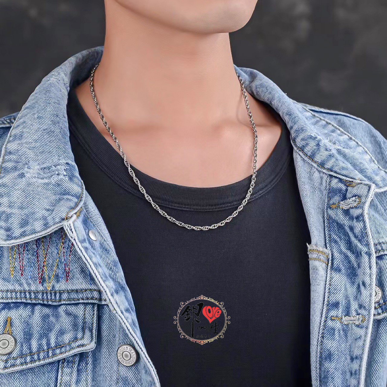 s925純銀 男性項鍊－水波項鍊