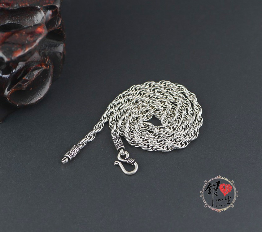 s925純銀 男性項鍊－水波項鍊