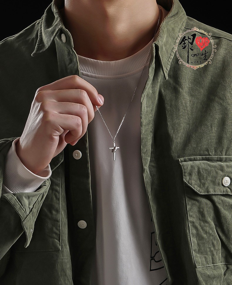 s925純銀項鍊  簡約圓環十字項鍊