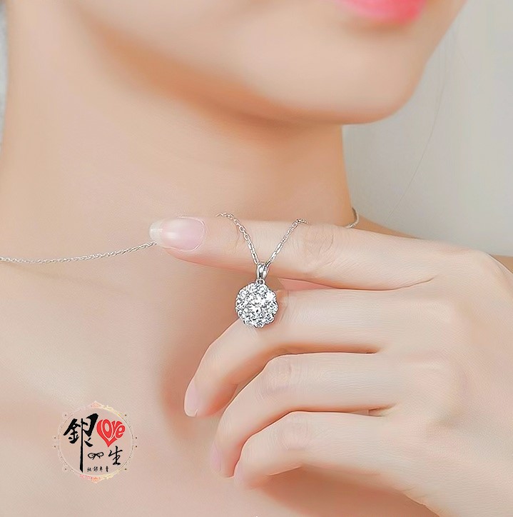 s925純銀項鍊  滿鑽閃亮香巴拉項鍊