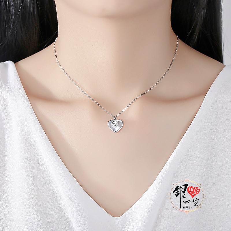  s925純銀 貝雕  心心相印  項鍊
