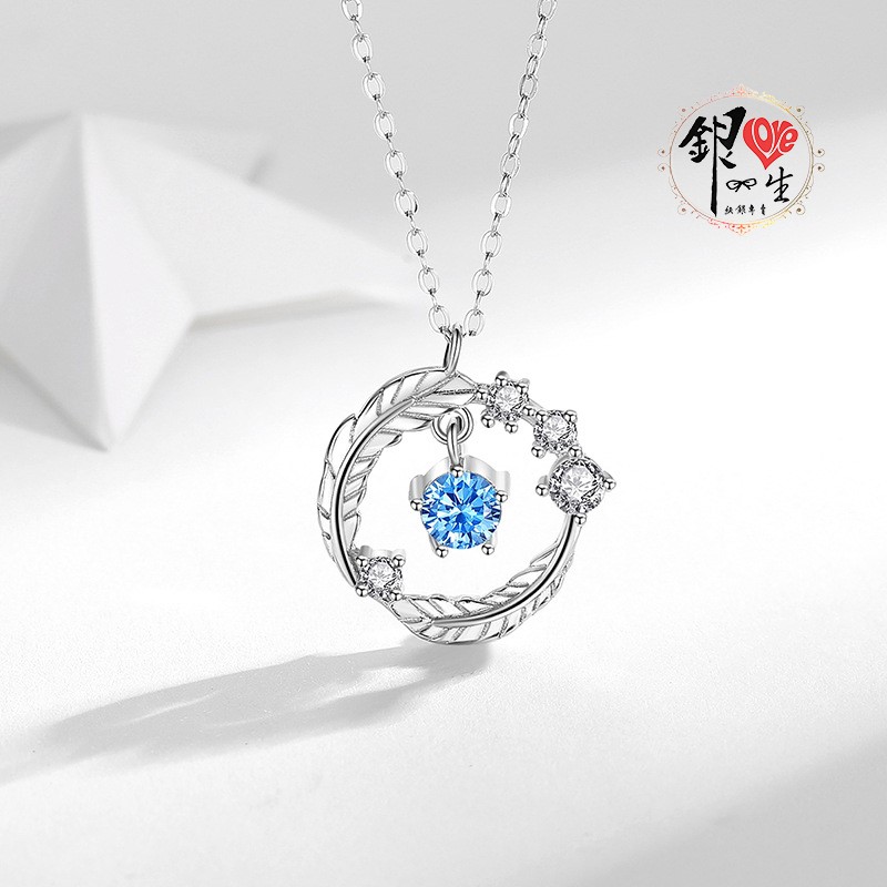 s925純銀項鍊 淺羽月光石 造型 項鍊