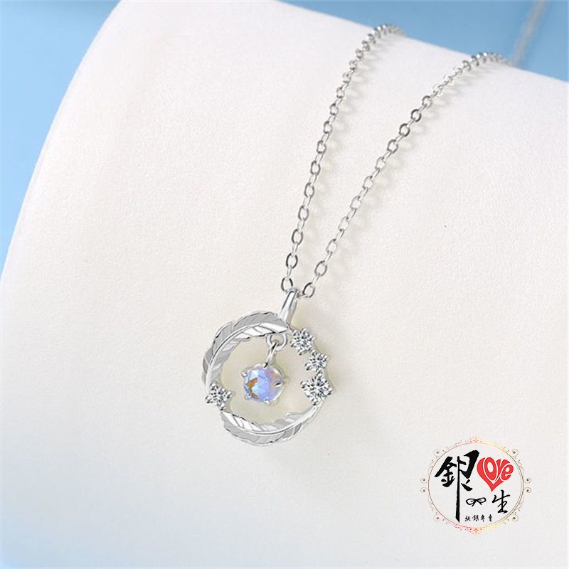 s925純銀項鍊 淺羽月光石 造型 項鍊