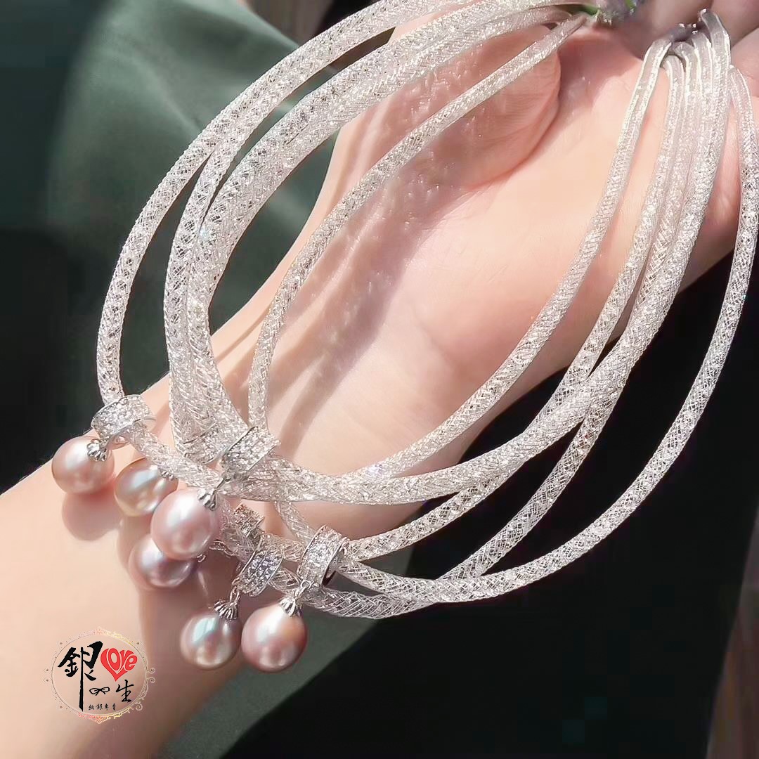 s925純銀項鍊  無限閃耀 編織軟網項鍊