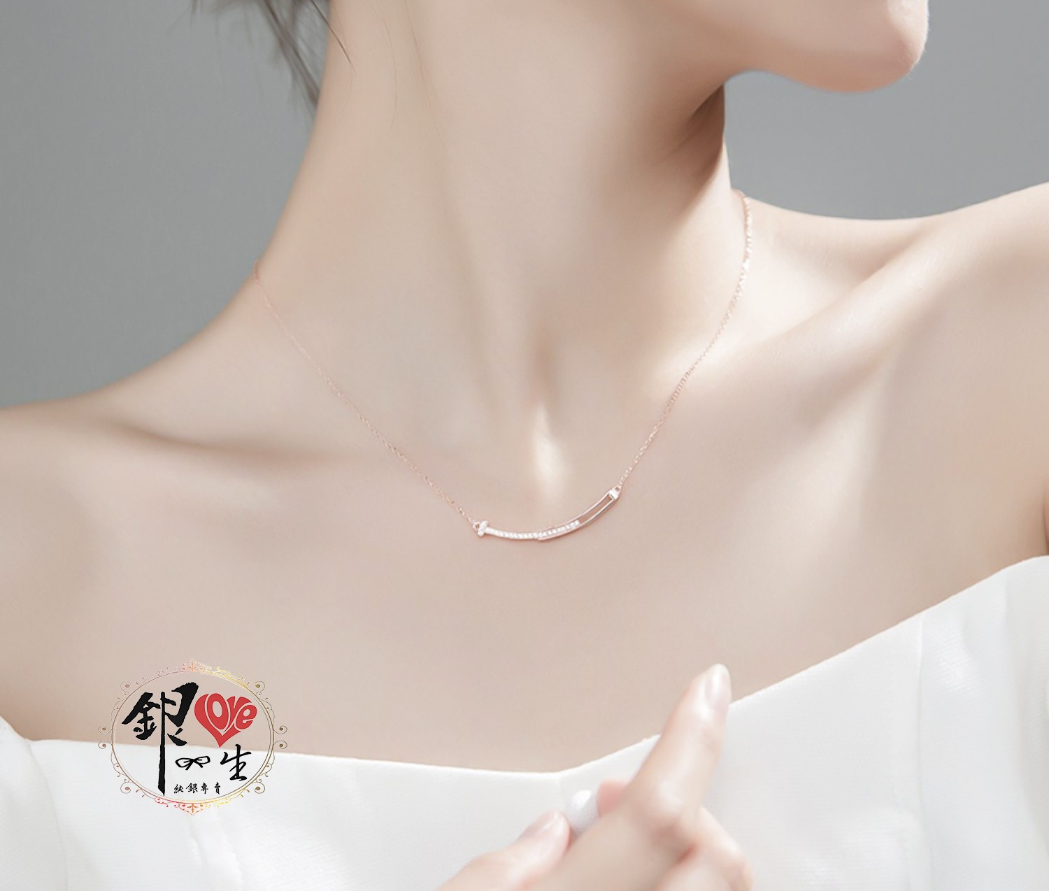 s925純銀項鍊  微笑 鏤空款 項鍊