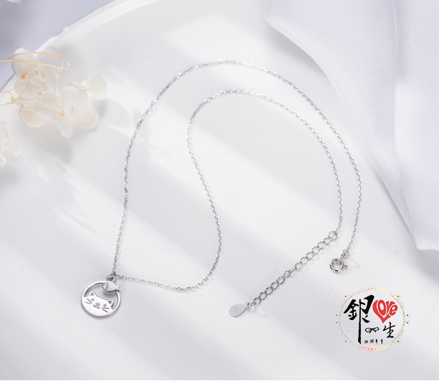  s925純銀  貓與魚 項鍊