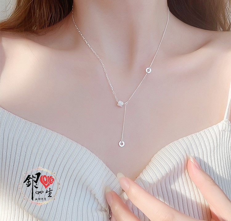 s925純銀  滿鑽 轉運珠 拼接延伸 項鍊