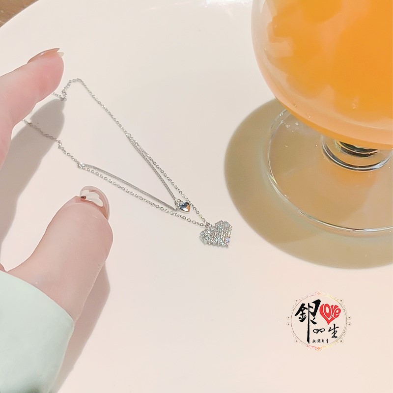 s925純銀  雙層愛心高級感 項鍊