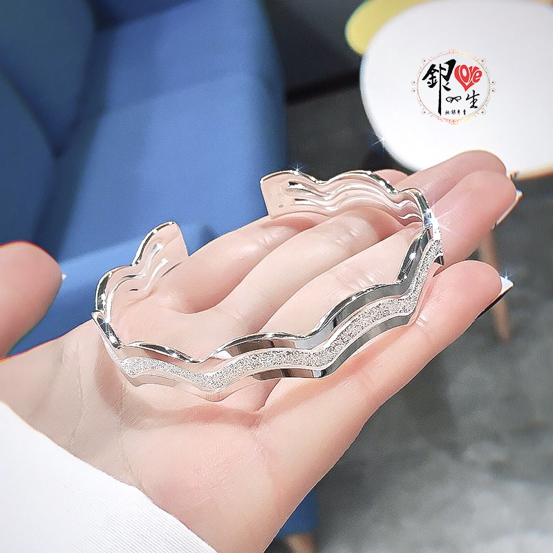 s999純銀 三線波浪 時尚手鐲