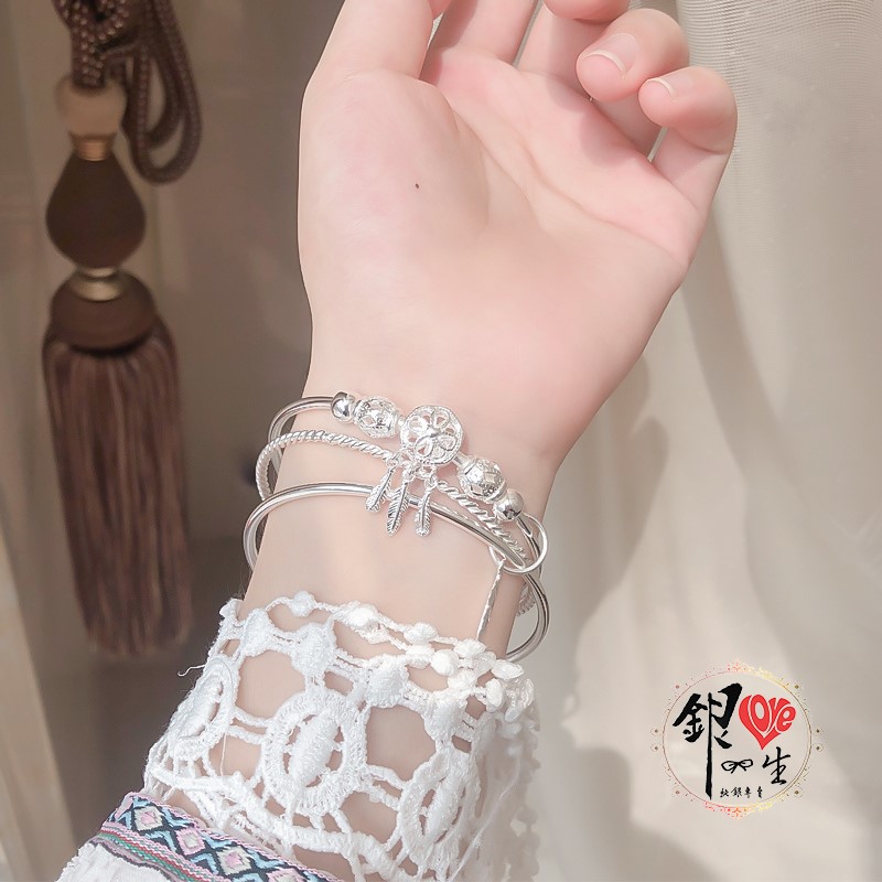 s999純銀 三環波西米亞風 捕夢網手鐲