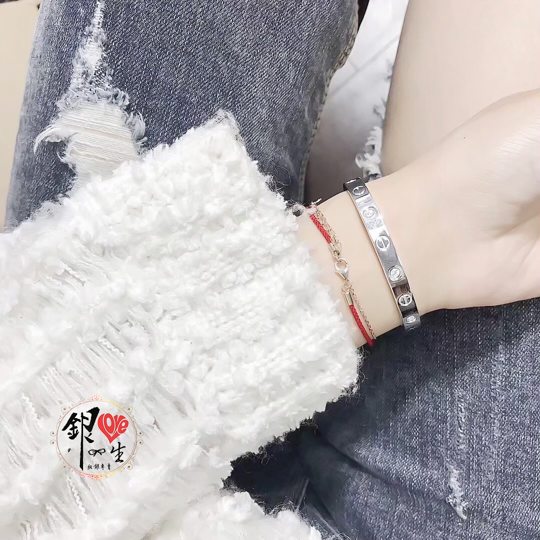 s999純銀 螺絲紋 鑲鑽 時尚 手鐲